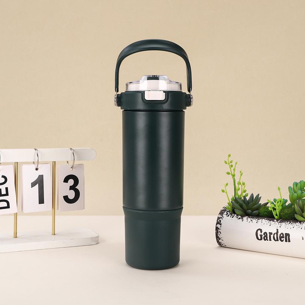 Stainless Steel Handle Car Cup Double Vacuum Spring Cover Thermos Cup Outdoor Fitness Sports Kettle