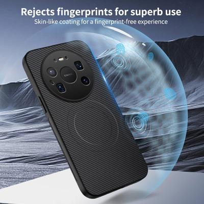 Applicable To Huawei Mate80Promax Mobile Phone Case Carbon Fiber Pattern Magnetic Suction Leather Pattern Soft Case Mate80 Magnetic Case Protection