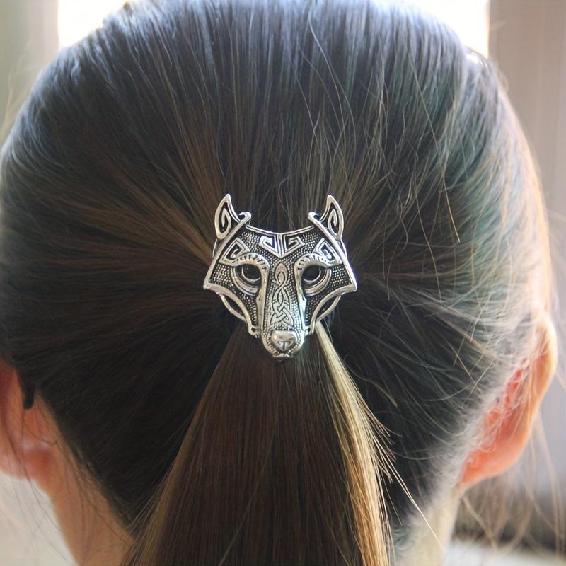 Viking Metal Wolf Hair Band Animal Decoration Hair Ring Elastic Ponytail Braid Girl Hair Accessories