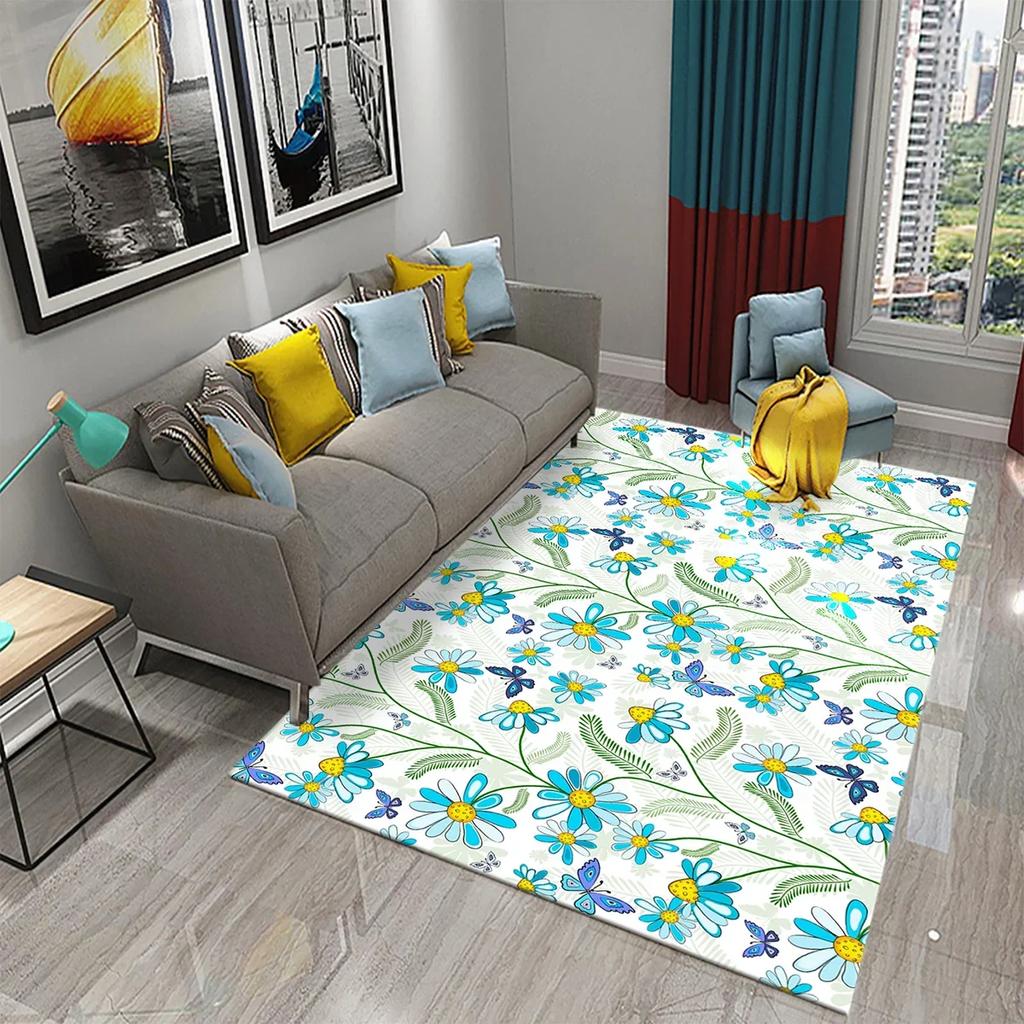 3D Floral Flower Pastoral Carpet Home Decor Entrance Door Mat Living Room Bedroom Entrance Decor Carpet Bathroom Non-slip Mats
