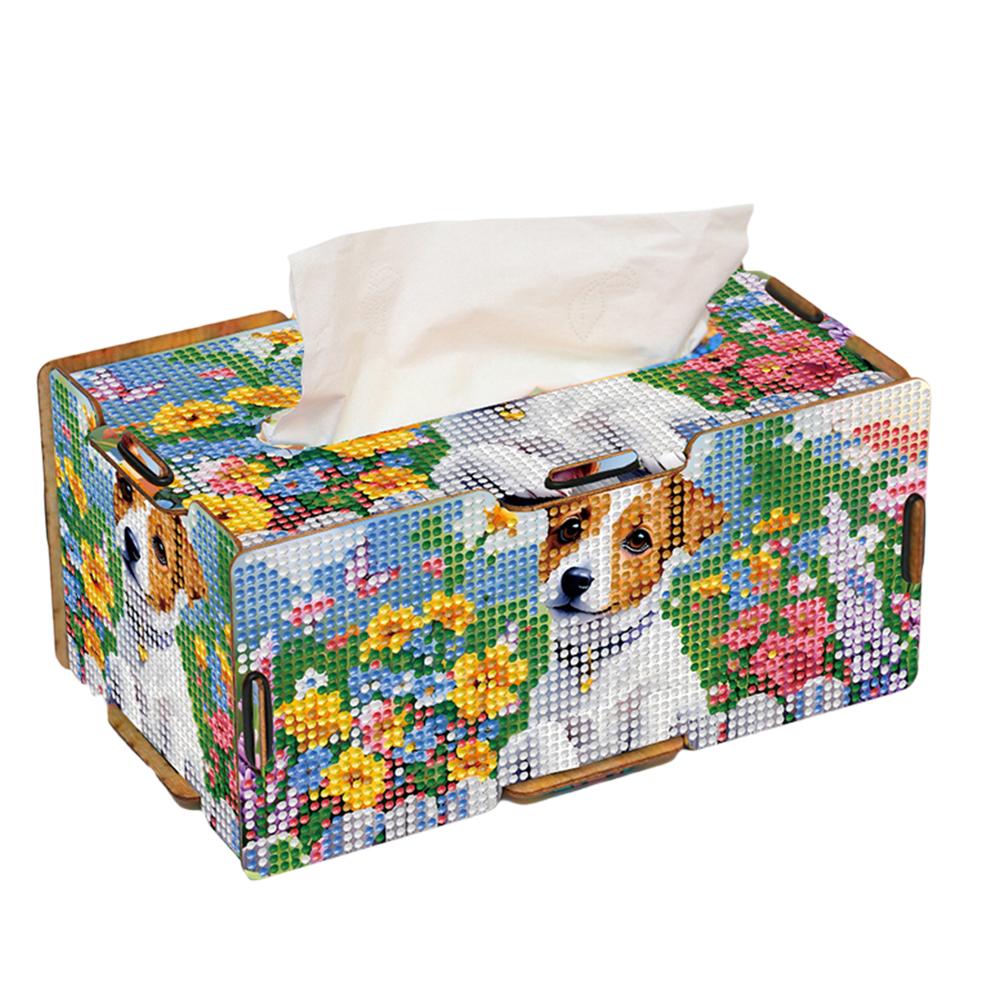 

DIY Cross Stitch Diamond Tissue Box Diamond Painting Box DIY Diamond Desk Decorative Tissue Box for Home Dining Living Room