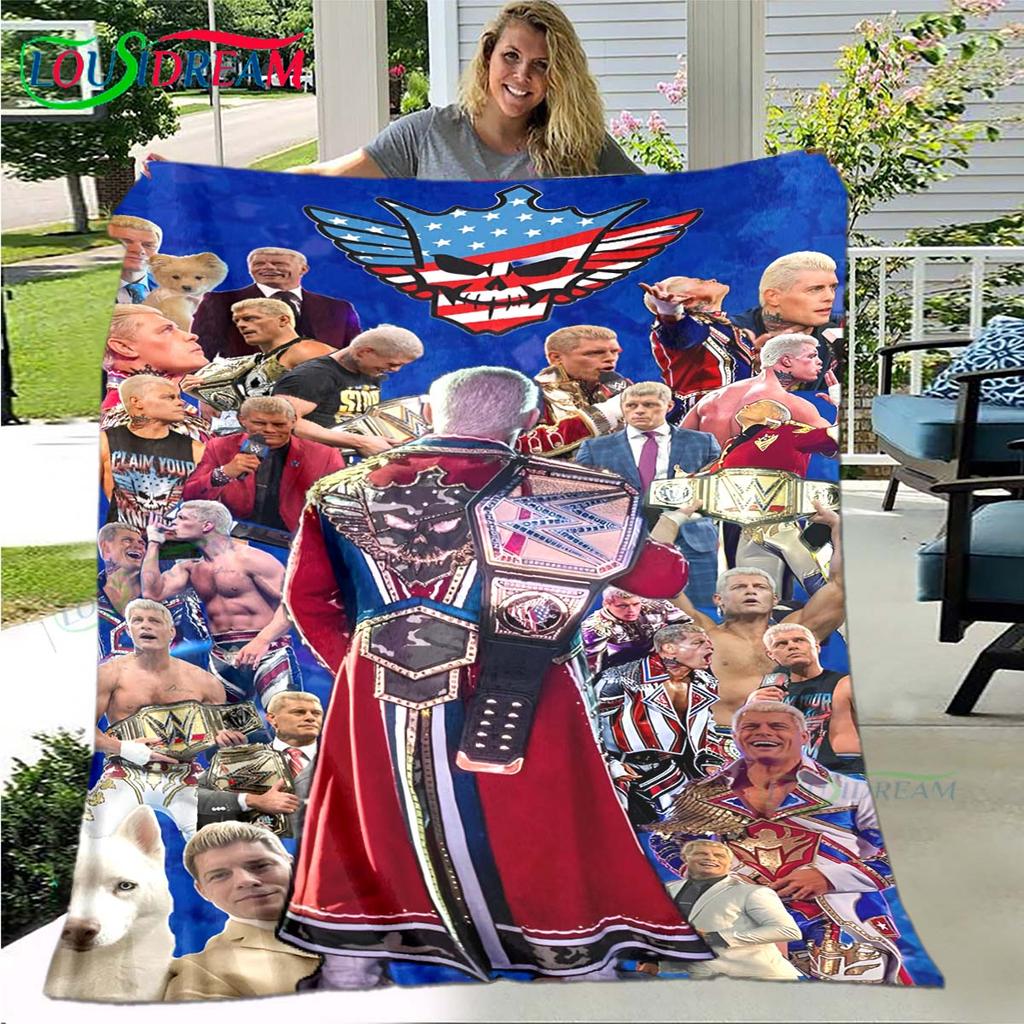 Fashion Wrestling Sport W-Wwe Print Blanket Flannel Thin Blanket Portable Home Travel Office Lunch Break Blanket Bath Towel Gift
