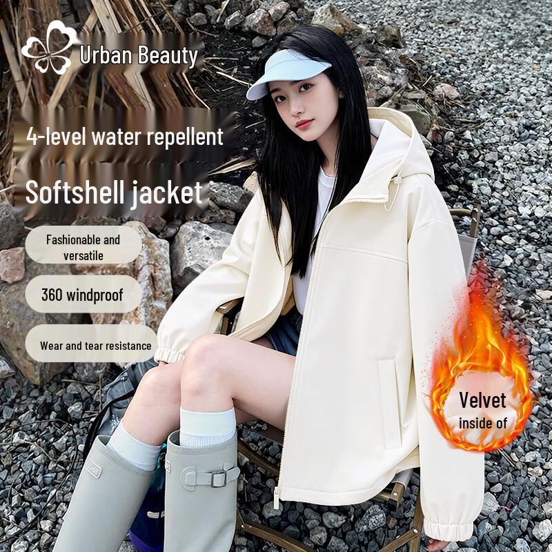 Women s Outdoor Fleece-Lined Hooded Jacket L