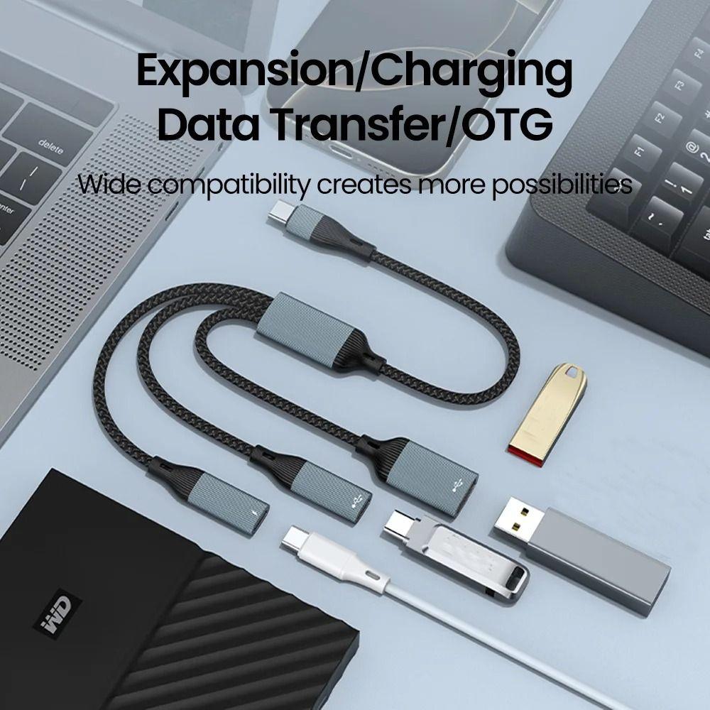Aluminum Alloy Shell Multiple Splitter Adapter TPE Plastic USB Power Charging Hub  Power Charging