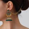 Bohemian Exotic Rhinestone Tassel Necklace & Earrings Set In Antiqued Alloy