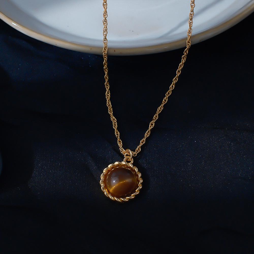 French High-End Tiger Eye Braided Necklace - Retro Mobius Sweater Chain