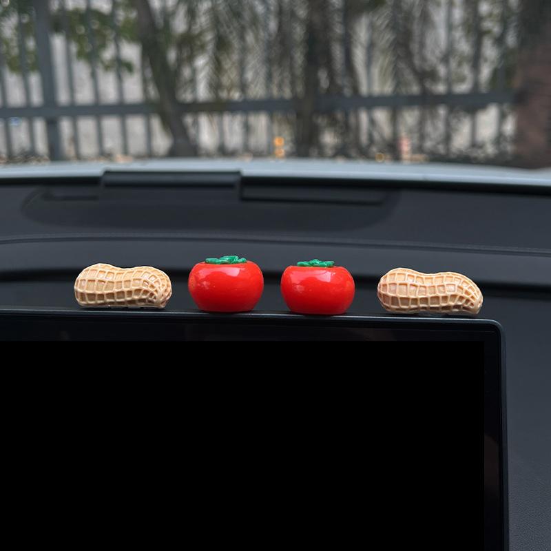 NEW Good Things Happen Car Ornaments Center Console Cartoon Persimmon Peanut Car Display Screen Decorative Stickers