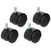 4Pcs PU Casters with Brake 1.5in Universal Wheel for Cabinet Bookshelf Trolley Black