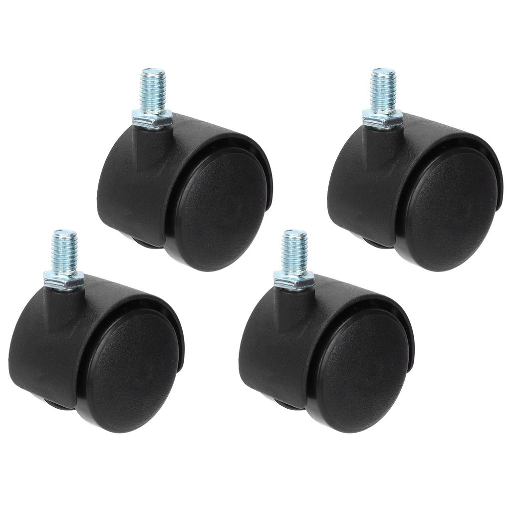 4Pcs PU Casters with Brake 1.5in Universal Wheel for Cabinet Bookshelf Trolley Black