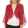 Cardigan da Donna a Maniche Lunghe Scollo a O Stile da Pendolare Coprispalle in Chiffon Monocolore Bolero Top Casual
