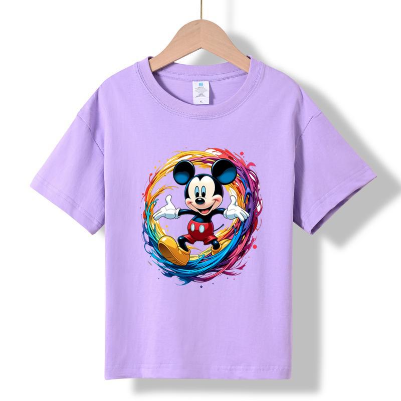 MC-36 MINISO 2026 Summer New Printed Cotton Round Neck T-shirt for Children Aged 1-16, Boys and Girls