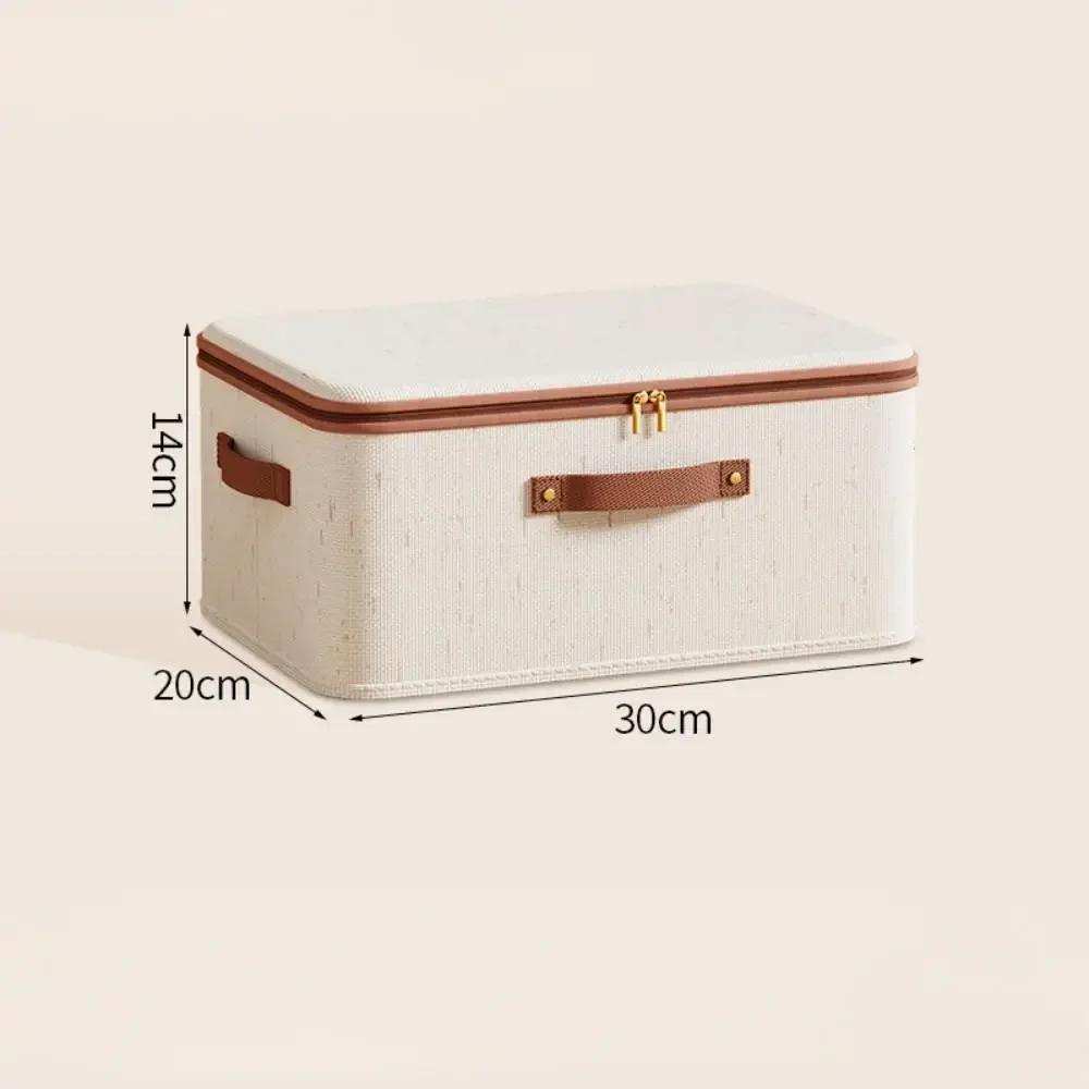 With Rivets Storage Box Linen Large Capacity with Lid Zipper Home Handheld Clothes Trousers Dormitory Wardrobe Organiser Bin