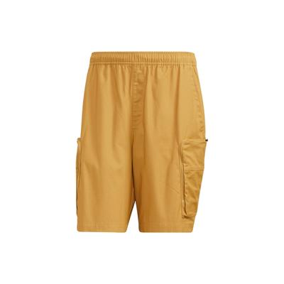 Solid Color Logo Print Casual Straight Shorts Men Bottoms Yellow HM2987