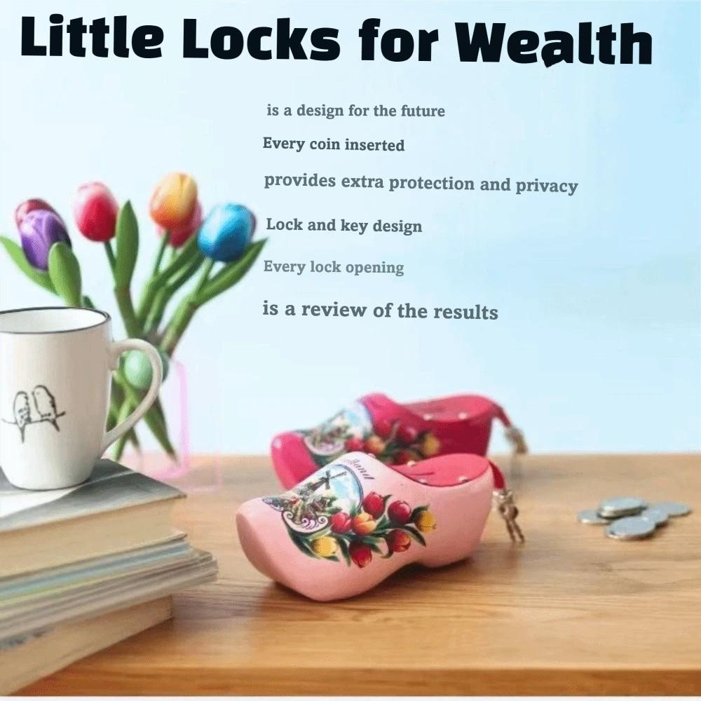 Miniature Wooden Shoes Piggy Bank Wooden Material Dutch Wooden Shoes Figurine Table Decoration