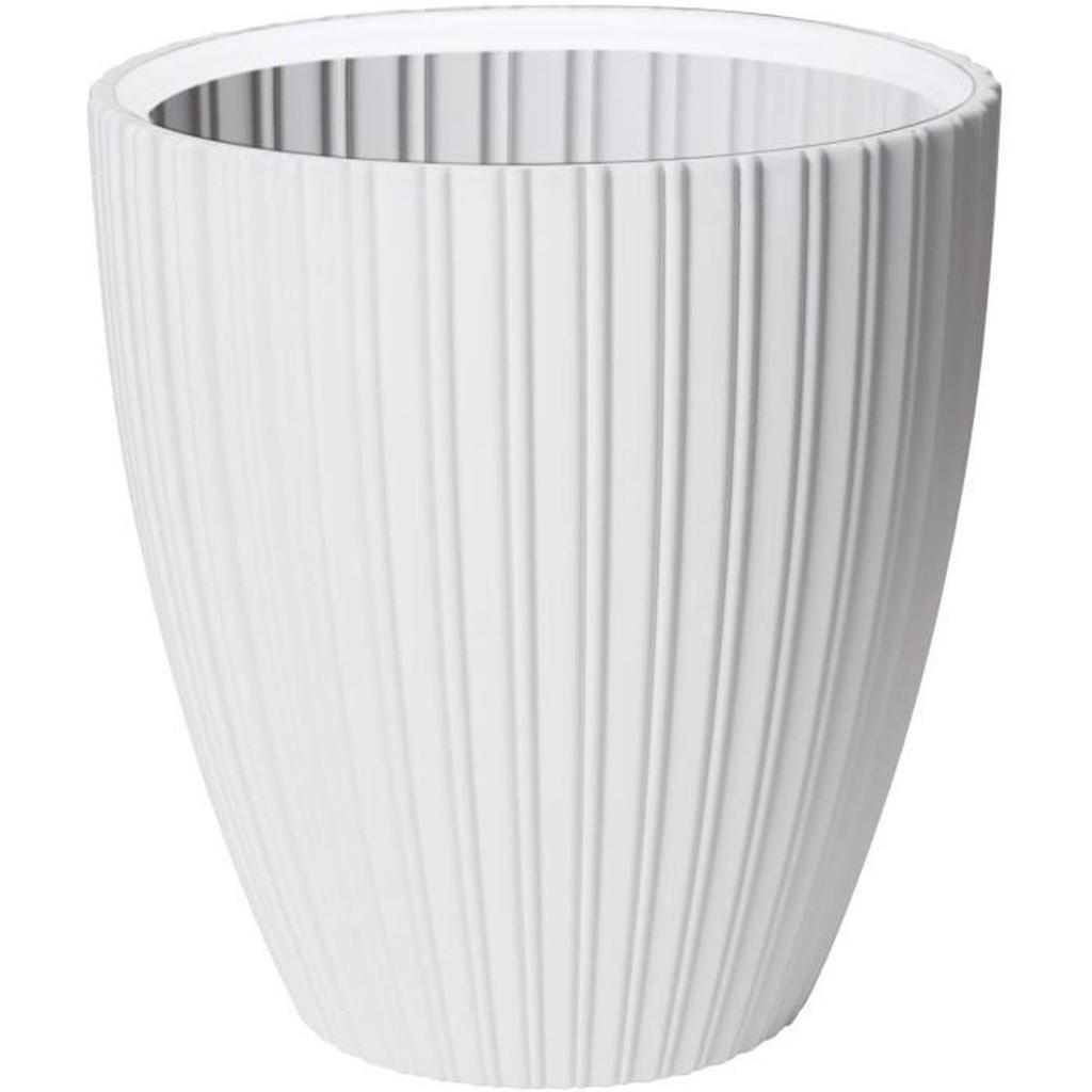 Pot de fleurs - GARDEN ID - Fancy - 40 x 42 cm - Pour jardin, balcons ou intérieurs - Blanc