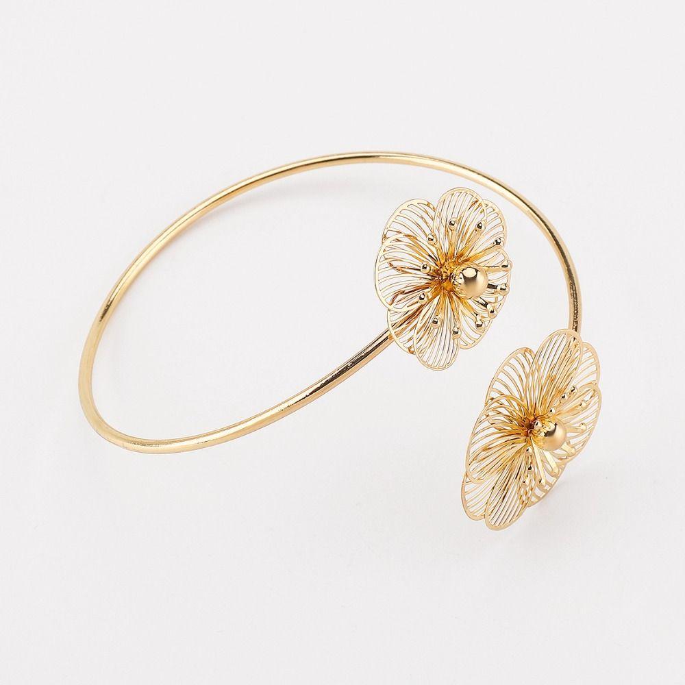 Hollow Flower Opening Cuff Bracelets Line Weave Circle Upper Arm Bracelet Armband Arm Chain  Girls