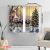 2pcs 2D Flat Printing Merry Christmas Curtains Merry Christmas Farm Cute Animals Polyester Without Electricity Party & Holiday