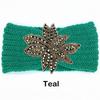 Crystal Beaded Flower Knit Headband For Women Winter Wool Ear Warmer Hairband Turban Headwrap Hair Accessories Bandeau