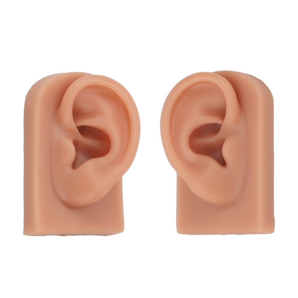 Piercing Practice Ear Model Flexible Reusable Silicone Human Ear Model Practice Left Right Dark