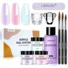 Nail Art Beginner Crystal Nail Kit White Clear Pink Powder Set 12 Colors Glitter French Nail Tips