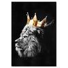 Lion Canvas Painting Wall Art Animals King and Queen with Golden Crown Posters and Prints Wall Art Pictures for Home Decoration