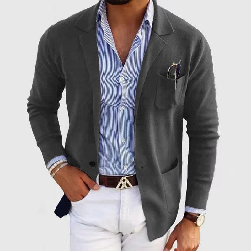 Casual Men Blazers Lapel Long Sleeve Single Suit Coat Business Outerwear Suit Jacket Pockets
