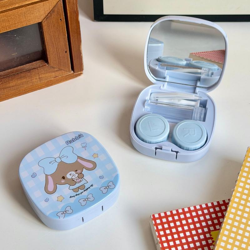 New Portable Contact Lens Case Cute Cartoon Contact Lens Box Travel Kit For Girls Beauty Lens Storage Container