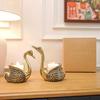 Aluminium Pair of Swans with Gift Box for Good Luck | Feng Shui Love Gifts Candle Holder for Home Decor Living Room