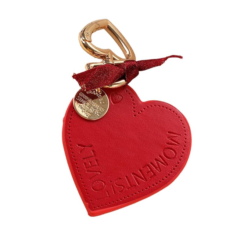 

[Z mura] heart key ring cute Fashionable ribbon medal backpack bag decoration charm simple pair matching present strap color (red)