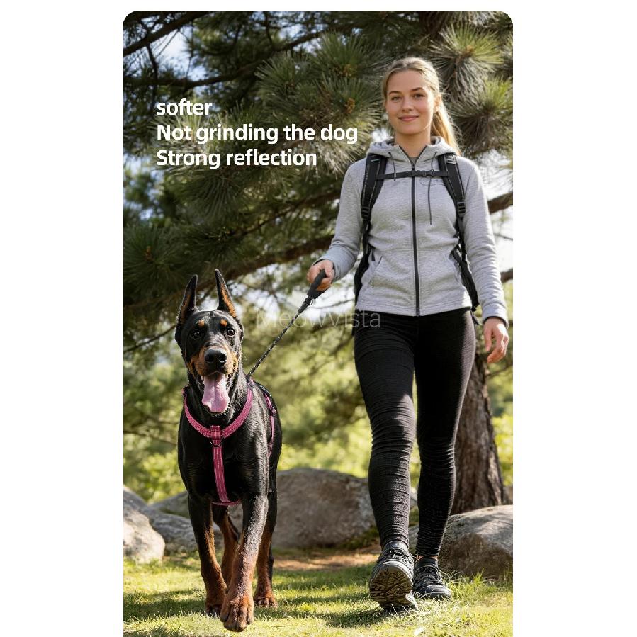 Premium No-Pull Dog Harness with Leather Handle Adjustable 3M Reflective Straps Escape-Proof Walking Lead for Medium Large Dogs