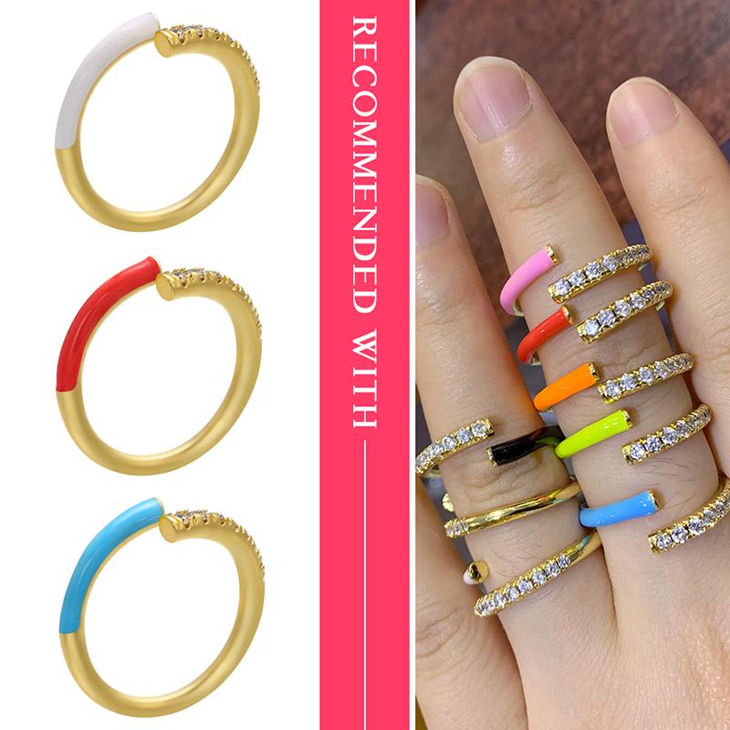 

HECHENG ,colorful neon ring ,wholesale ,CZ rainbow ring for women, Zircon accessries, adjusted Open finger ring VJ24 VJ24 чорний