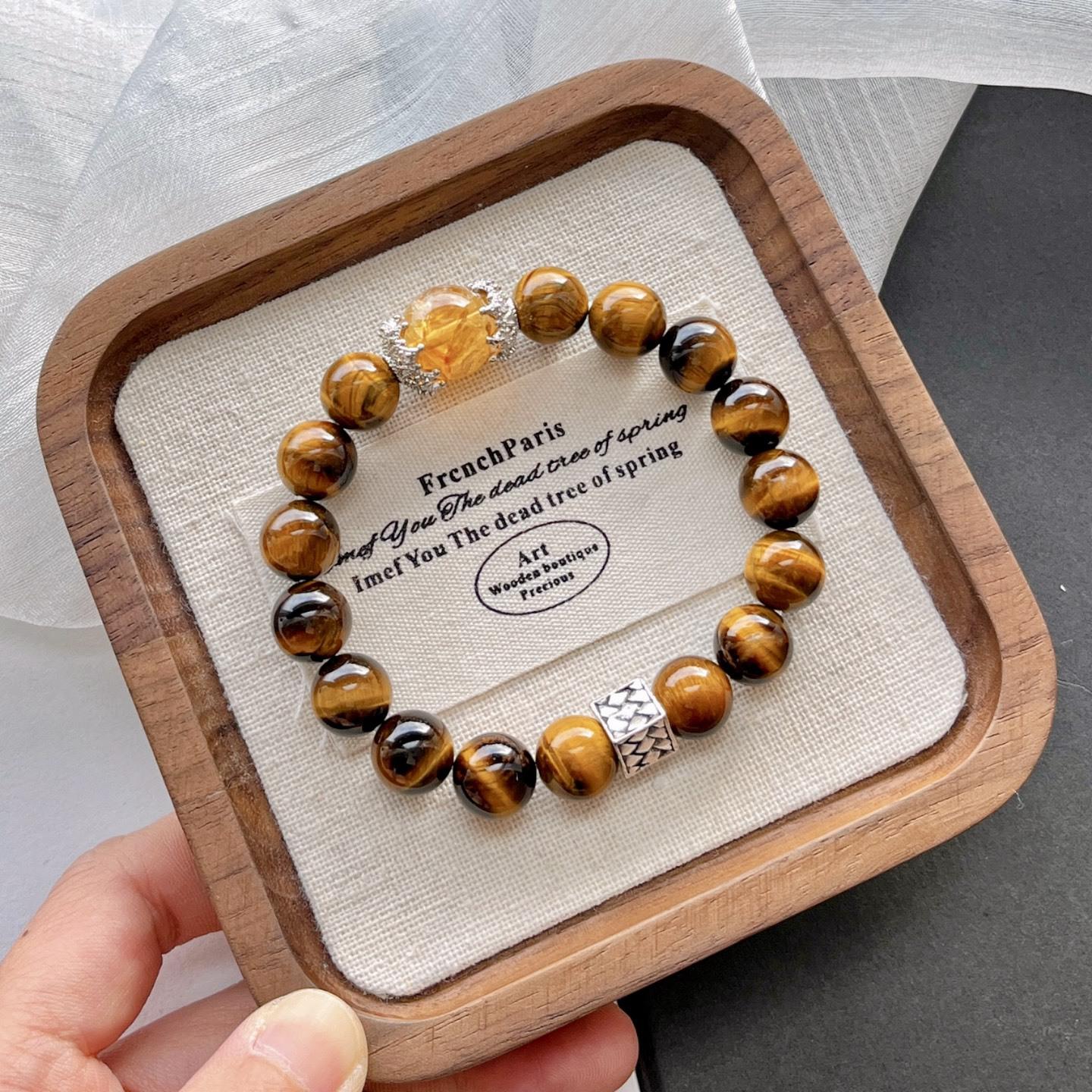 10Mm High Quality Natural Citrine Tiger S Eye Design Bracelet Bracelet