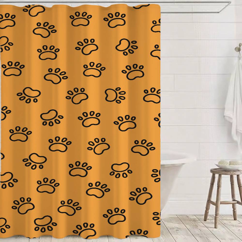 Animal Paw Print Bathroom Shower Curtain Bathroom Partition Curtain Light Opaque Waterproof Material Bathroom