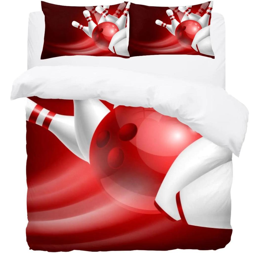 Men Bowling King Queen Duvet Cover Sports Competition Bedding Set Ball Games Starry Sky Comforter Cover Polyester Quilt Cover