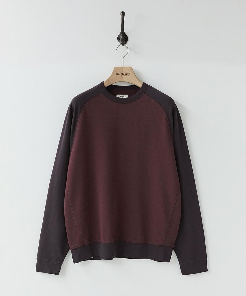Leopeusaideu Contrast Panel Long Sleeve Burgundy/Deep Purple