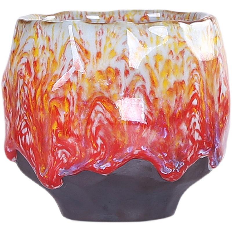 Small-sized pure handcrafted coarse earthenware tea cups, ceramic Gongfu tea sets, tea utensils, handcrafted pottery art