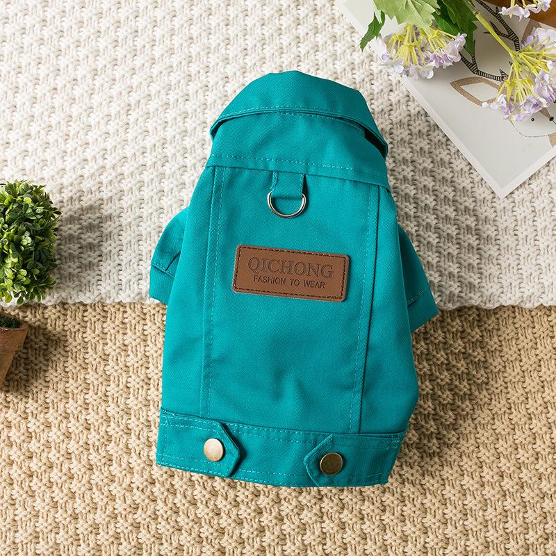 Pet Denim Jacket with Leash Holes Spring and Fall Lightweight Stylish Dog and Cat Clothes for Small Dogs Must-Have Pet Apparel