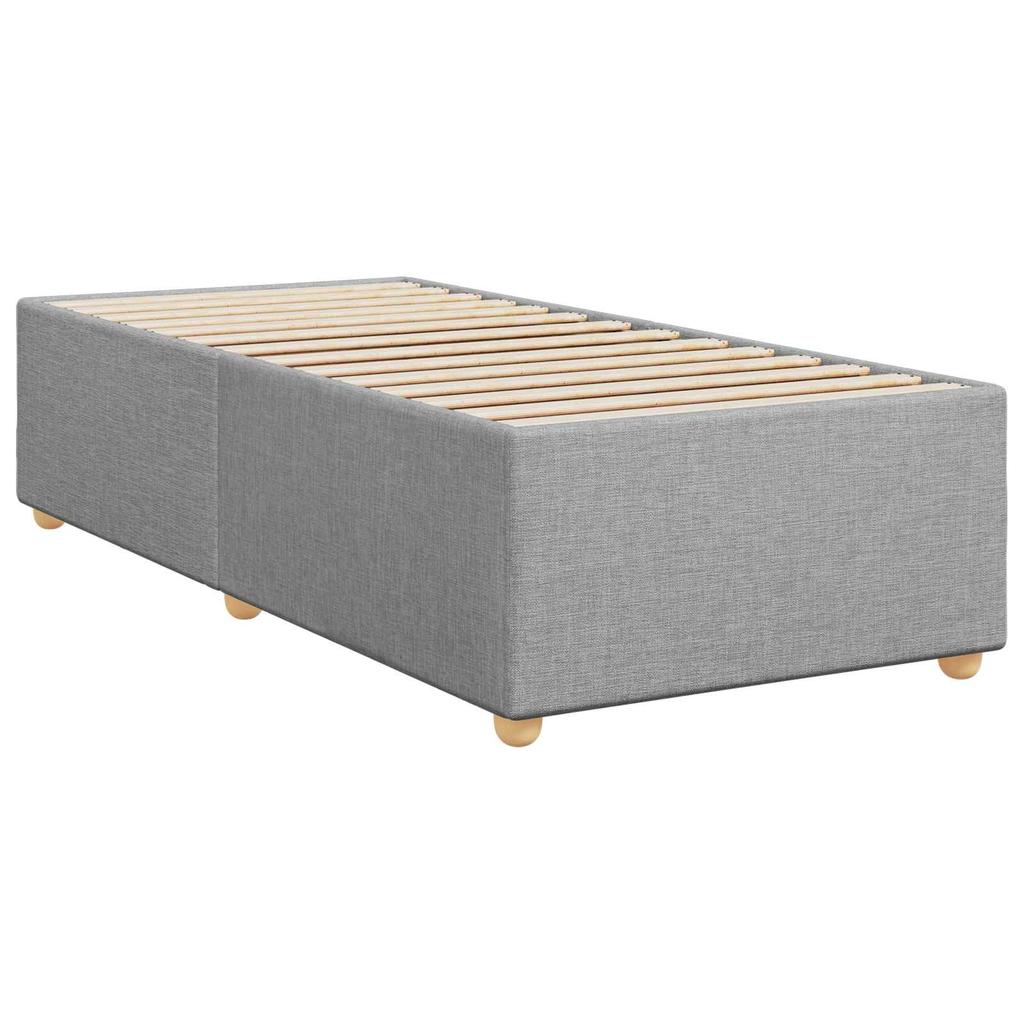 Box Spring Bed with Mattress Light Gray 80 X 200 Cm Fabric