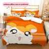 Hamtaro Muster Bettwäsche Bettdecke Set Heimdekoration Geschenk (1 Bettbezug + 2 Kissenbezüge (ohne Füllung))
