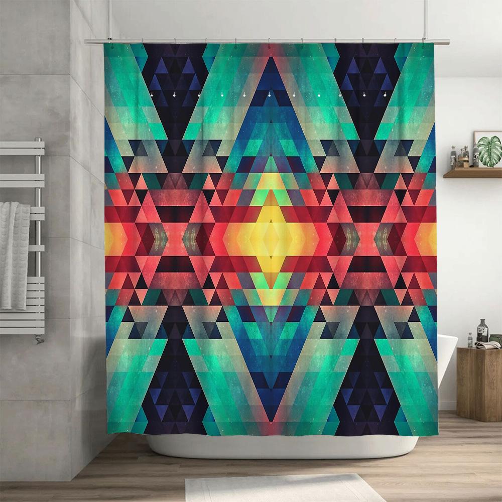 Geometric Shower Curtain Modern Abstract Pattern Bathroom Decor Waterproof Fabric Backdrop Vintage Artistic Design Home Textile