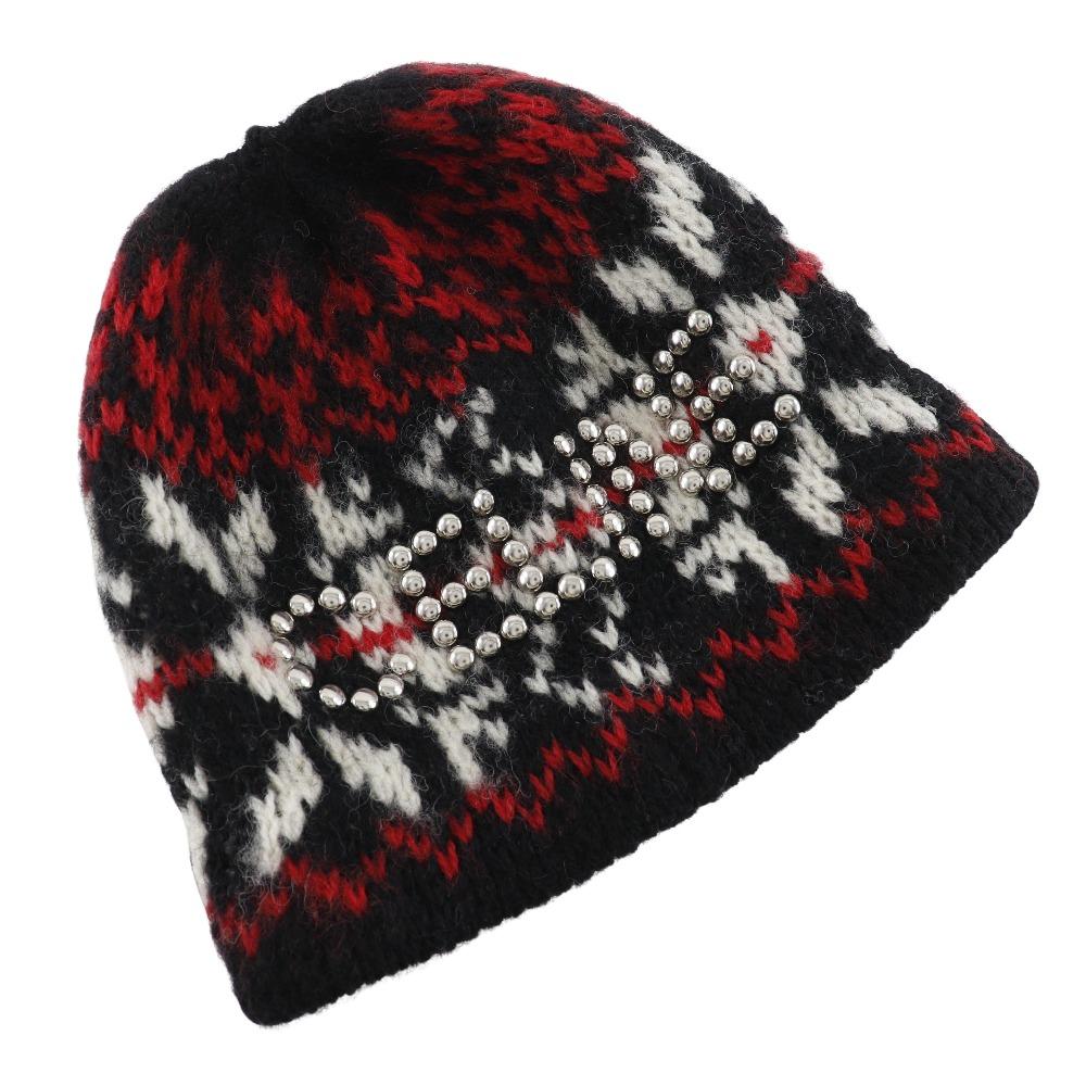 

CELINE Studs hat Knit cap white/Red wool mens Used