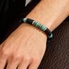 Vnox Retro Accent Stone Spacer Imitation Black Agate Beaded Bracelet with Elastic Rope, Boho Style Men's Jewelry for Party