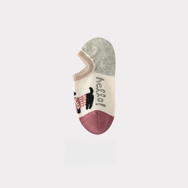 Pantofole Calzini Stampa Cartone Animato Carine Donna Silicone Antiscivolo Basso Taglio Calzini Casual Cotone Traspirante Estate Invisibili No Show
