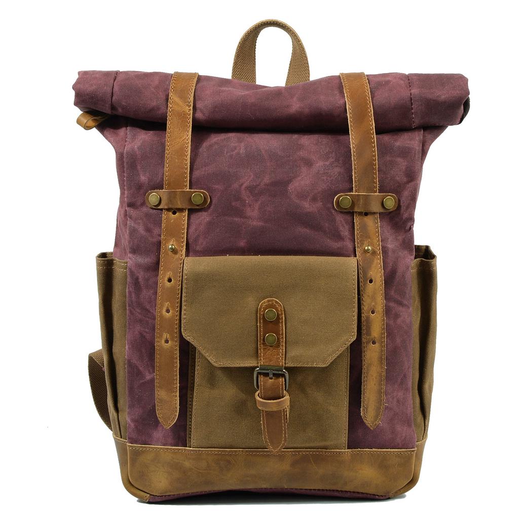 Luksusowe płócienne plecaki w stylu vintage dla mężczyzn płócienny skórzany plecak podróżny duże wodoodporne plecaki Retro Bagpack