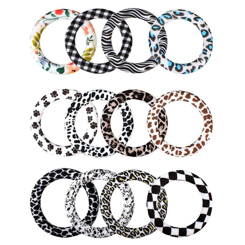 AEE2-16 Pcs Silicone Beadable O Rings,Silicone Loop With 2 Holes,65Mm Silicone Bead Ring Bead For DIY Pendant Keychain