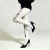 White Velvet Floral Pattern Stockings For Young Women With Breathable Elasticity