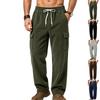 Pantaloni Cargo din Catifea pentru Bărbați Talie Elastică cu Șnur Pantaloni cu Picior Larg cu Buzunare Laterale Multiple Casual Croială Largă Pantaloni Streetwear
