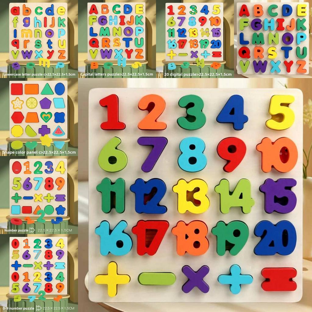 Wooden Alphabet Puzzle Blocks For Kids Educational Toy With Diy Shape Matching For Early Learning