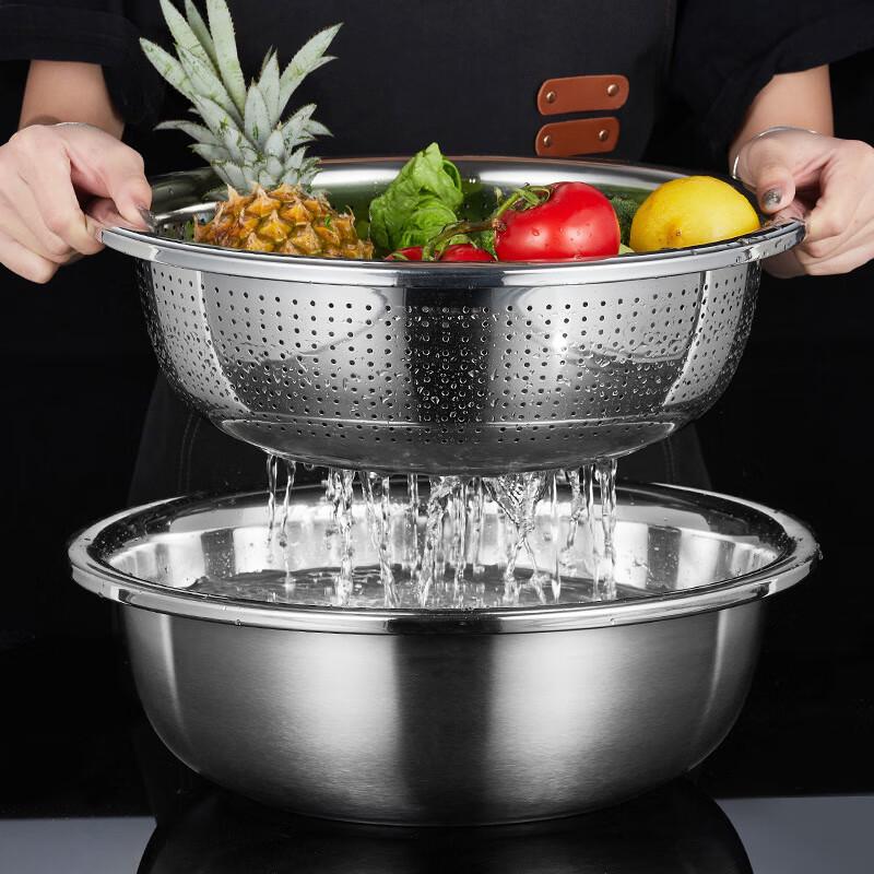 HUIHUADU 304 Stainless Steel Drain Basin & Rice Sieve