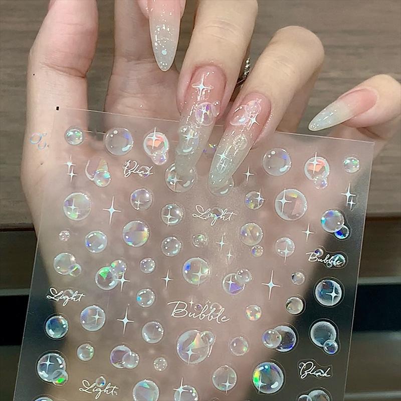 Dream Summer Shell Light Bubble Nail Sticker Love Mangxing Versatile Relief Thin And Tough Nail Back Adhesive